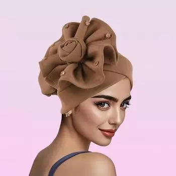 1 шт. солнцезащитный хиджаб летний головной убор большой цветок мусульманский тюрбан шляпа этнический стиль однотонный индийский колпак оборки головные уборы хаки