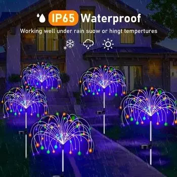 1 шт., солнечная фейерверковая лампа, уличный травяной шар, одуванчик, вспышка, гирлянда, 60 светодиодов для садовой дорожки, газона, праздничного освещения