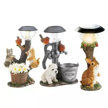 1 шт. Солнечная садовая статуя, украшение, животные, огни, газон, сад, декоративные огни, садовые статуи, скульптура, животные, смоляной декор на солнечной батарее