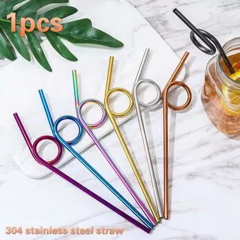1 шт., соломинка из нержавеющей стали 304, креативная соломинка цвета металла, соломинка для напитков, кофе, молока, чая серебряный