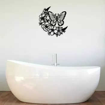 1 шт. Современная бабочка-цветок, настенное украшение – стильный домашний декор, идеально подходит для дней рождения и праздников, элегантное настенное искусство чёрный