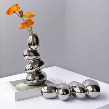 1 шт. Современная керамическая ваза, украшение стола, настольный орнамент, роскошная ваза в форме гальки, домашний декор, 2 цвета белый