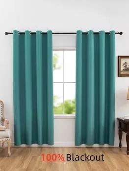 1 шт. Современные 100% затемняющие шторы с люверсами сверху, мягкая ткань и однотонные шторы, шторы для гостиной, спальни 100X130CM 1PC&Grommet Top небесно-голубой
