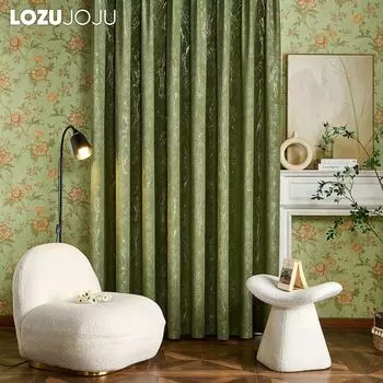 1 шт. Современные 70-80% степени затемнения горячего тиснения бархатные затемняющие шторы для гостиной спальни домашнего декора LOZUJOJU W100cm x L130cm зелёный