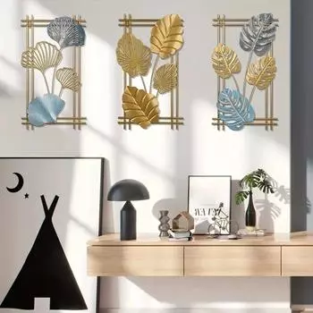 1 шт. современный металлический лист гинкго кованый настенный декор растение настенный подвесной карниз для гостиной спальни домашний декор