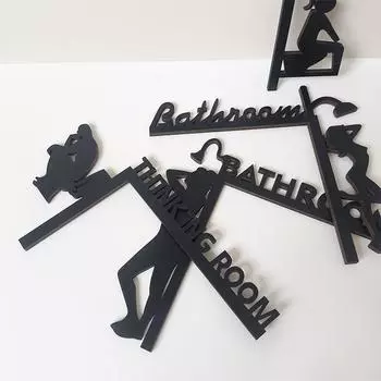 1 шт. Современный металлический знак на дверь туалета - настенная скульптура для комнаты размышлений, декоративная дверная рама, подвеска, домашний декор, произведение искусства OPP bag