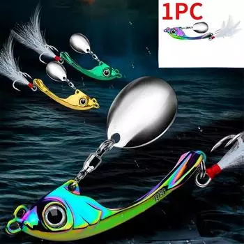 1 шт., спиннер-приманка, 10 г, металлическая вибрирующая рыболовная приманка, вращающаяся ложка для троллинга, воблер, тонущая жесткая приманка с разноцветный