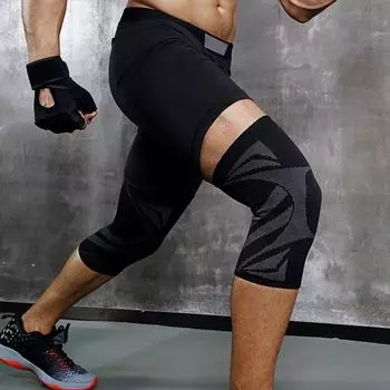 1 шт. Спортивная поддержка колена для мужчин, эластичные наколенники, фитнес-принадлежности, противоскользящие полоски, баскетбольный наколенник M