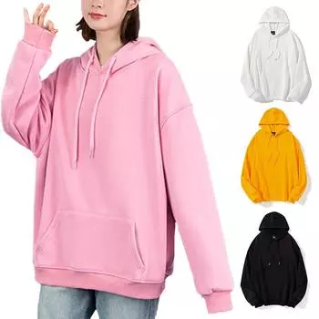 1 шт. Спортивные Фитнес Свободные Однотонные Мужские Женские С Карманами Толстовки Свитшоты Пуловеры Блузки 2XL чёрный