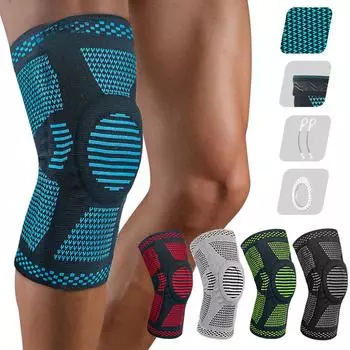 1 шт., спортивные компрессионные наколенники, защита коленной чашечки, силиконовая пружинная опора для колена, бандаж для баскетбола, езды на велосипеде, бега, футбола, наколенники M