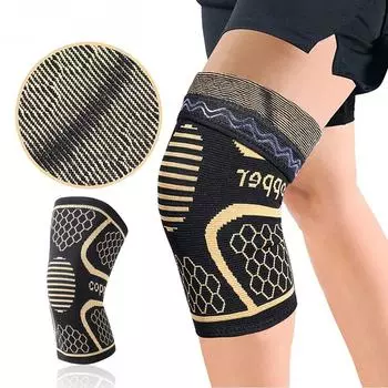 1 шт. спортивный медный наколенник для облегчения боли при артрите, поддерживающий наколенник, компрессионный для фитнес-тренировок для мужчин и женщин L Fits Thigh 42-47cm