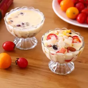 1 шт. стакан для мороженого, креативный стакан для молочного чая, десерта, лепесткового стекла, прозрачная миска для мороженого, йогурта, салата, домашнего хозяйства 190-200ml