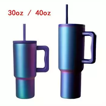 1 шт., стакан на 30 унций 40 унций с ручкой и соломенной крышкой, изолированная многоразовая бутылка для воды из нержавеющей стали, дорожная кружка, подходит для подстаканника 30oz900ml
