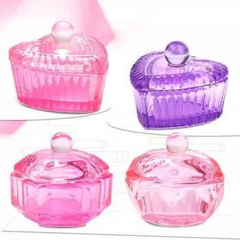 1 шт., стаканчик для ногтей, радужная хрустальная стеклянная чаша, акриловая миска для жидкости, держатель для мытья ногтей, подставка для ручек с крышкой, роскошный маникюрный инструмент C розовый