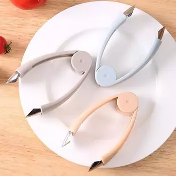 1 шт. Стальной нож для чистки ананаса и клубники, практичный зажим для удаления семян с фруктов и овощей, кухонные принадлежности для фруктов синий