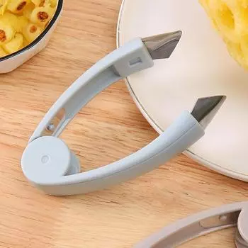 1 шт. Стальной нож для чистки ананаса и клубники, практичный зажим для удаления семян с фруктов и овощей, кухонные принадлежности для фруктов синий