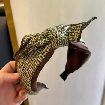 1 шт. Старение, Высокий череп, Роза, Клетка, Бант, Повязка для волос, Женский, Высококлассный, Западный, Ободок, Зеленый, Темпераментный, Нежный 1pc