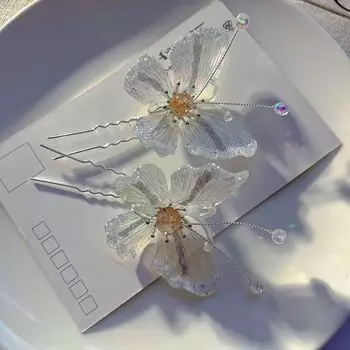 1 шт., старинная шпилька-бабочка в стиле ханьфу, головной убор, аксессуары для волос, зажим для укладки, декор, акрил