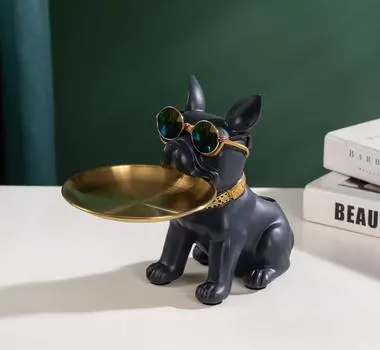 1 шт. Статуэтка собаки из смолы, украшение для гостиной, скульптура собаки, украшение для подноса, украшение для семейного французского бульдога, украшение для внутреннего офисного стола синий