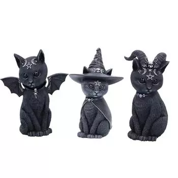 1 шт. Статуя черной кошки, таинственная милая фигурка кошки, ведьмы, кошки, ведьмы, украшение для стола, ручная роспись, скульптура для Хэллоуина