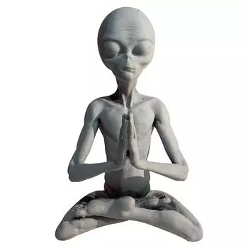 1 шт., статуя инопланетянина, медитирующая статуя инопланетянина из смолы, украшение для сада, лучший художественный декор для дома, в помещении и на открытом воздухе серый