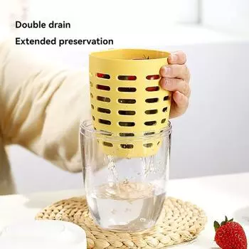 1 шт., стекающий стакан для фруктов с вилкой, пищевой, студенческий, портативный, для пикника, пластиковый стакан, герметичный, герметичный, для салата розовый