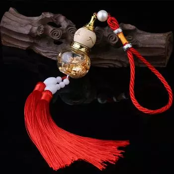 1 шт. стеклянная бутылка с золотой фольгой на дне, двойной шип, кулон в форме тыквы, украшение для салона автомобиля, кулон, аксессуары для украшения автомобиля красный