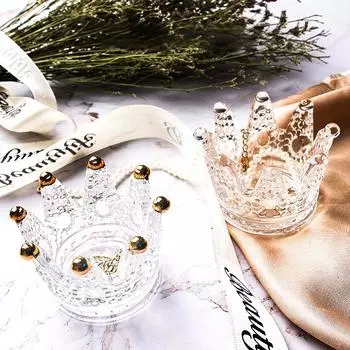 1 шт. Стеклянная креативная пепельница в форме короны, декоративный подсвечник, органайзер для ювелирных изделий, чехол для всякой всячины