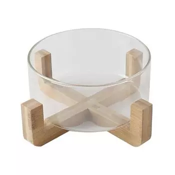 1 шт. стеклянная кухонная креативная миска для смешивания салатов, миска для лапши, сервировочная миска с деревянной основой | Миски