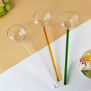 1 шт. стеклянная молочная ложка цветная прозрачная кофейная десертная ложка для размешивания длинная ручка кухонная посуда палочка для размешивания