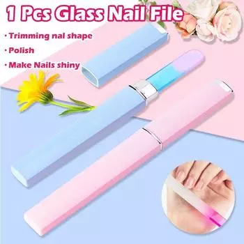 1 шт. стеклянная пилочка для ногтей с футляром хрустальная пилочка для ногтей профессиональный салонный маникюрный инструмент для натуральных ногтей XYZ розовый