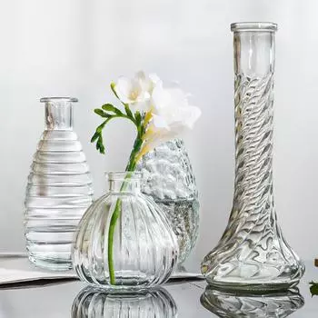 1 шт. стеклянная ваза принадлежности гидропонные растения ваза свадебная вечеринка рельефная ваза домашний декор настольный орнамент винтаж прозрачный мини