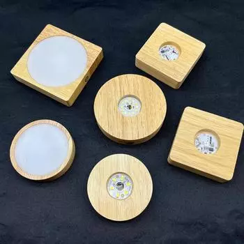 1 шт. стеклянные художественные украшения на батарейках квадратные/круглые деревянные светодиодные лампы подставка-держатель для дисплея подставка для ночника