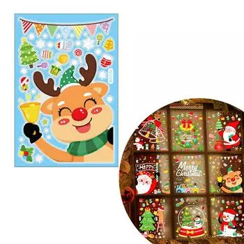 1 шт., стеклянные наклейки со снеговиком, рождественские наклейки, электростатические новогодние Санта-Клаусы, окна