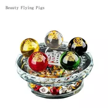 1 шт. стеклянный кулон с пятью дорогами и богом богатства в виде семи звезд в виде хрустального шара для гостиной, офиса, украшения, ремесла