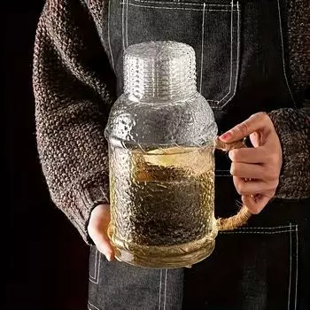 1 шт. стеклянный кувшин с крышкой из термостойкого стекла, сверхмощный кувшин для воды, винтажный графин для напитков, посуда для горячих и холодных напитков Pot With Cup