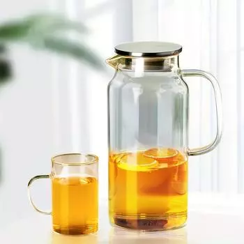 1 шт. стеклянный кувшин с крышкой, термостойкий сверхмощный кувшин для воды, графин для напитков, посуда для холодных напитков