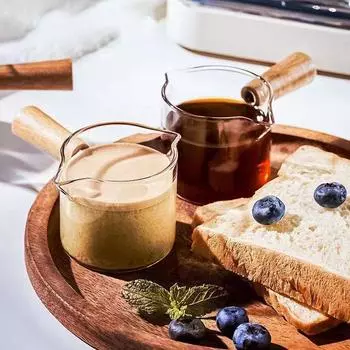 1 шт. Стеклянный мерный стаканчик с деревянной ручкой, стеклянный мерный стаканчик для эспрессо, двойной стаканчик для молока, кофе, прозрачная кружка, принадлежности для кофе