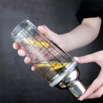 1 шт. стеклянный шейкер со шкалой из нержавеющей стали 400 мл шейкер для бара коктейльный ручной шейкер для питья сока домашняя кухонная утварь инструмент 201 stainless steel