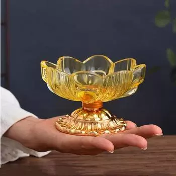 1 шт. стеклянный сплав лотос цветок фруктовый поднос для домашнего использования Будда высокий ножной фруктовый поднос украшение для гостиной фэн-шуй орнамент