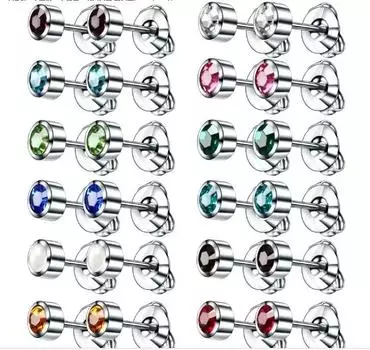 1 шт. стерильный пистолет для прокалывания ушей из нержавеющей стали, золотые серьги-гвоздики с резьбой, украшение для хряща козелка уха (цветной случайный)