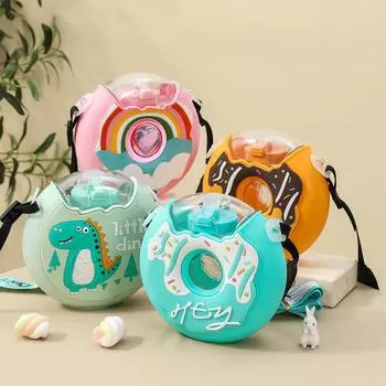 1 шт. Стильная бутылка для воды в форме пончика - портативная и удобная чашка для питья на ходу 380ml зелёный