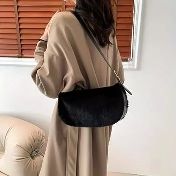 1 шт. стильная плюшевая сумка через плечо для женщин, легкая и универсальная сумка, подходящая для ежедневных покупок, путешествий, вечеринок