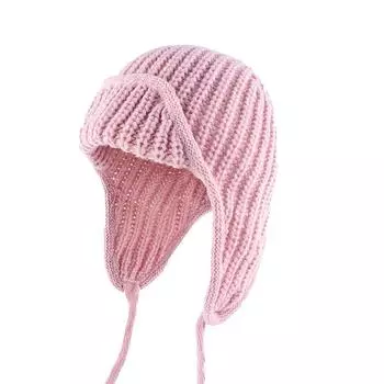 1 шт. стильная вязаная шапка для защиты ушей, кепка для летчиков, теплая, морозостойкая, мягкая, утолщенная, ветрозащитная для улицы розовый