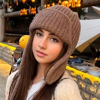 1 шт. стильная вязаная шапка для защиты ушей, кепка для летчиков, теплая, морозостойкая, мягкая, утолщенная, ветрозащитная для улицы