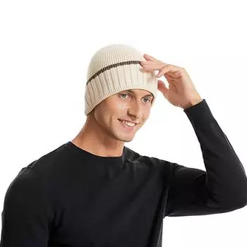1 шт. стильная вязаная шапка толстая теплая защита ушей уличная ветрозащитная мужская шапка холодостойкая армия зеленый