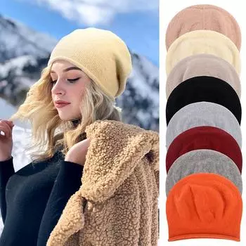 1 шт. Стильная вязаная шапка, зимняя теплая шерстяная шапка, однотонная, мягкая, утолщенная, защита от холода серый