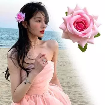 1 шт., стильная заколка для волос с цветком розы, двойная брошь с боковой клипсой для девочек, стильная, элегантная, милая