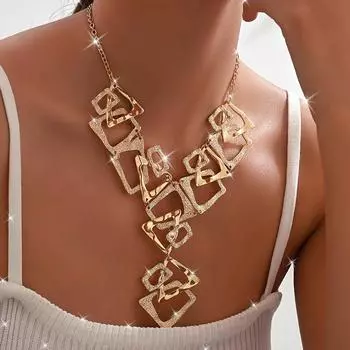 1 шт., стильное геометрическое треугольное квадратное глянцевое ударяющееся лицо, нерегулярное Y-образное ожерелье, ювелирные изделия для женщин золотой