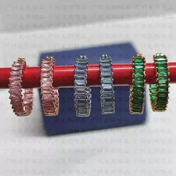 1 шт. Стильные и простые квадратные бриллиантовые серьги с круглым квадратом, свежие полные бриллиантовые серьги с круглым рядом бриллиантов